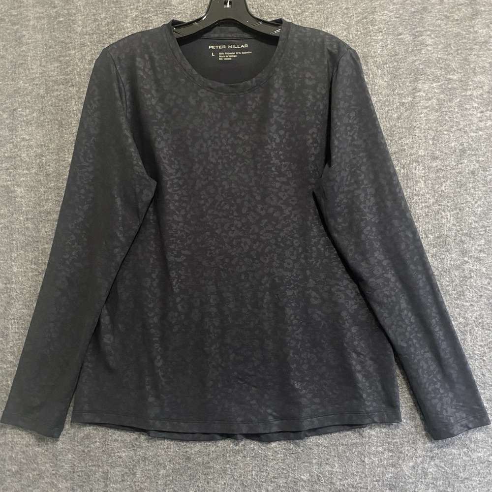 Peter Millar Performance Shirt Women L Crown Sport Embossed Tee Golf Base Layer